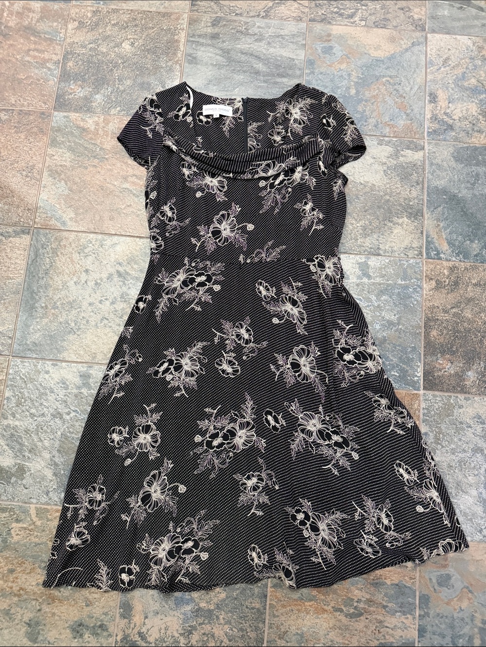 Donna Ricco Black and White Floral A-Line Dress